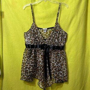 Vintage Cinema Etoile Cheetah Leopard Babydoll Top Lingerie y2k XL